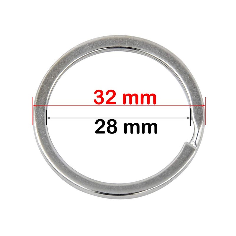 Auerllcy Key Ring - 100PCS, 32mm Nickel Plated Square Edged Split Key Chain Rings for Car Home Keys Organization, Arts & Crafts, Lanyards (100) - Image 2